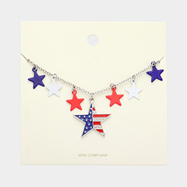 American USA Flag Star Pendant Necklace