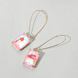 Emerald Cut Stone Dangle Evening Earrings