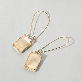 Emerald Cut Stone Dangle Evening Earrings
