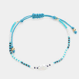 Pearl Accented Beaded Pull Tie Cinch Bracelet