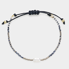 Pearl Accented Beaded Pull Tie Cinch Bracelet