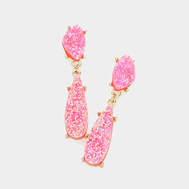 Geometric Druzy Link Dangle Earrings