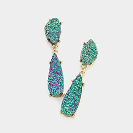 Geometric Druzy Link Dangle Earrings