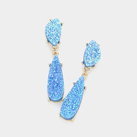 Geometric Druzy Link Dangle Earrings