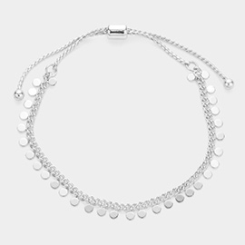 Metal Disc Link Pull Tie Cinch Bracelet
