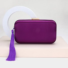 Tassel Pointed Solid Clutch / Crossbody Bag