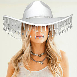 Stone Fringe Party Panama Cowboy Hat