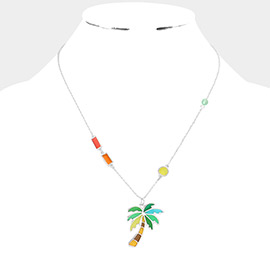 Colorful Palm Tree Pendant Necklace