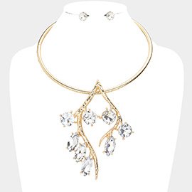 Marquise Round Stone Embellished Twig Choker Necklace