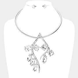 Marquise Round Stone Embellished Twig Choker Necklace