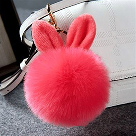 Rabbit Pom Pom Keychain