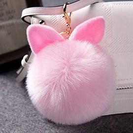 Rabbit Pom Pom Keychain