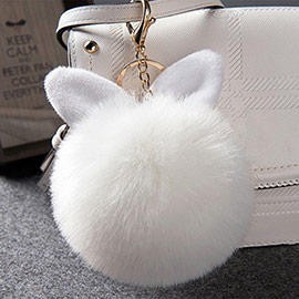 Rabbit Pom Pom Keychain