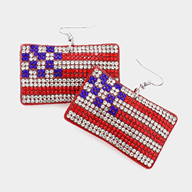 Bling American USA Flag Dangle Earrings