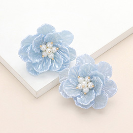 Pearl Centered Resin Flower Earrings