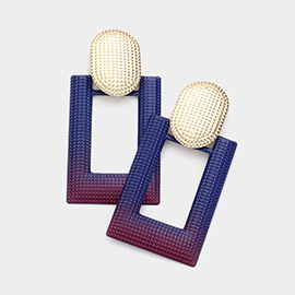 Ombre Two Tone Colored Open Rectangle Link Dangle Earrings