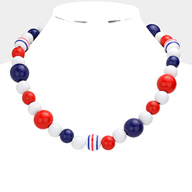 American USA Flag Beaded Collar Necklace
