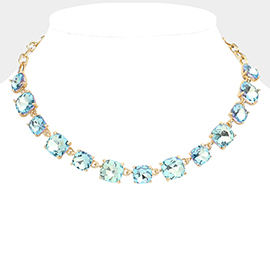 Cushion Square Stone Link Evening Necklace