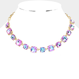Cushion Square Stone Link Evening Necklace