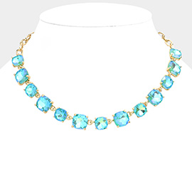 Cushion Square Stone Link Evening Necklace