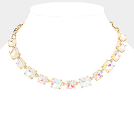 Cushion Square Stone Link Evening Necklace