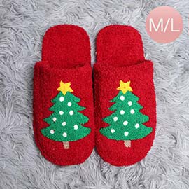 Christmas Tree Print Soft Home Indoor Floor Slippers