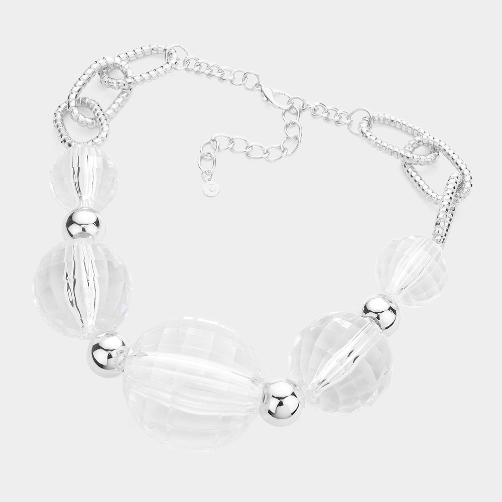 Lucite Metal Ball Necklace