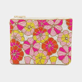 Seed Beaded Flower Clutch / Crossbody Bag