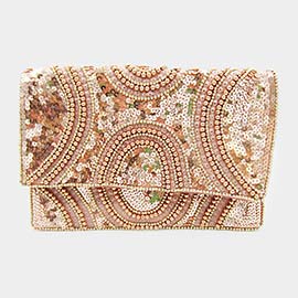 Sequin Metal Ball Clutch / Crossbody Bag