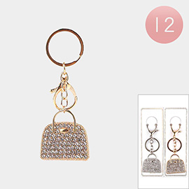 12PCS - Stone Embellished Tote Bag Keychains