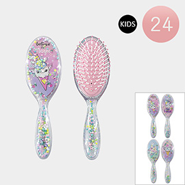 24PCS - Unicorn Printed Kids Hair Brushes