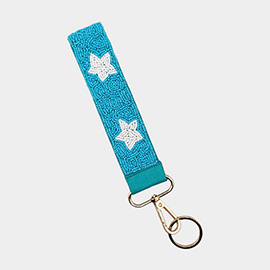 Seed Beaded Star Keychain Wristlet Strap