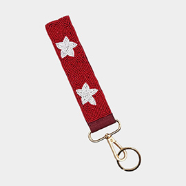 Seed Beaded Star Keychain Wristlet Strap