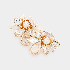 Pearl Centered Multi Stone Bead Cluster Stud Earrings