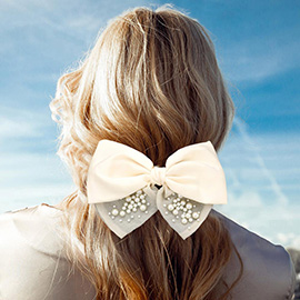 Pearl Embellished Bow Barrette