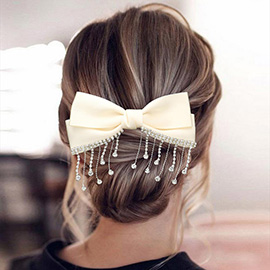 Dropped Stone Bow Barrette