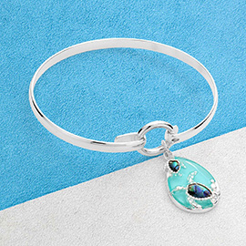 Abalone Turtle Pointed Abstract Teardrop Charm Hook Bracelet