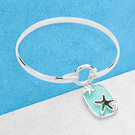 Abalone Starfish Pointed Rectangle Charm Hook Bracelet