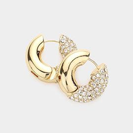 Rhinestone Embellished Huggie Hoop Earrings