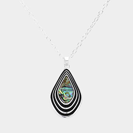 Abalone Accented Petal Pendant Necklace