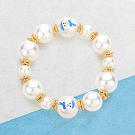 Snowman Pointed Pearl Stretch Bracelet