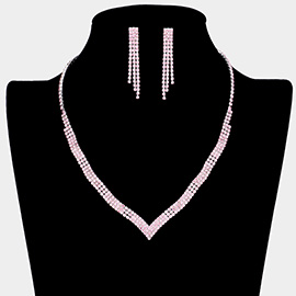 Rhinestone Pave V Shaped Necklace
