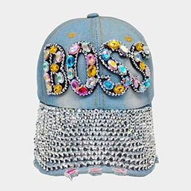 Boss Message Bling Stone Studded Baseball Cap