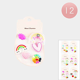 12 Set of 6 - Cloud Rainbow Heart Smile Flower Shoe Deco Charms