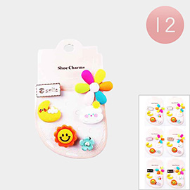 12 Set of 6 - Smile Message Flower Crescent Moon Cloud Sun Shoe Deco Charms