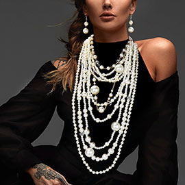 Pearl Multi Layered Bib Necklace