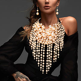 Pearl Cluster Statement Necklace