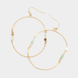 Natural Stone Pointed Open Oval Dangle Earrings