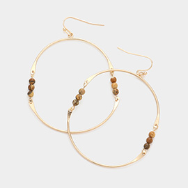 Natural Stone Pointed Open Oval Dangle Earrings