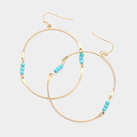 Natural Stone Pointed Open Oval Dangle Earrings